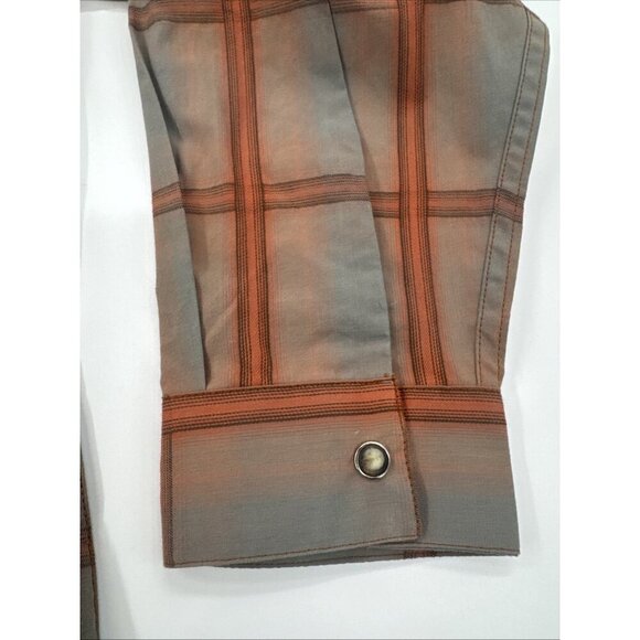 Panhandle Slim Western Shirt Womens 2X tan Plaid Pearl Snap Long Sleeve NEW - Picture 6 of 10